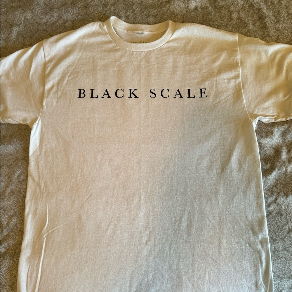 Black Scale White T Shirt. Large 100% Cotton
